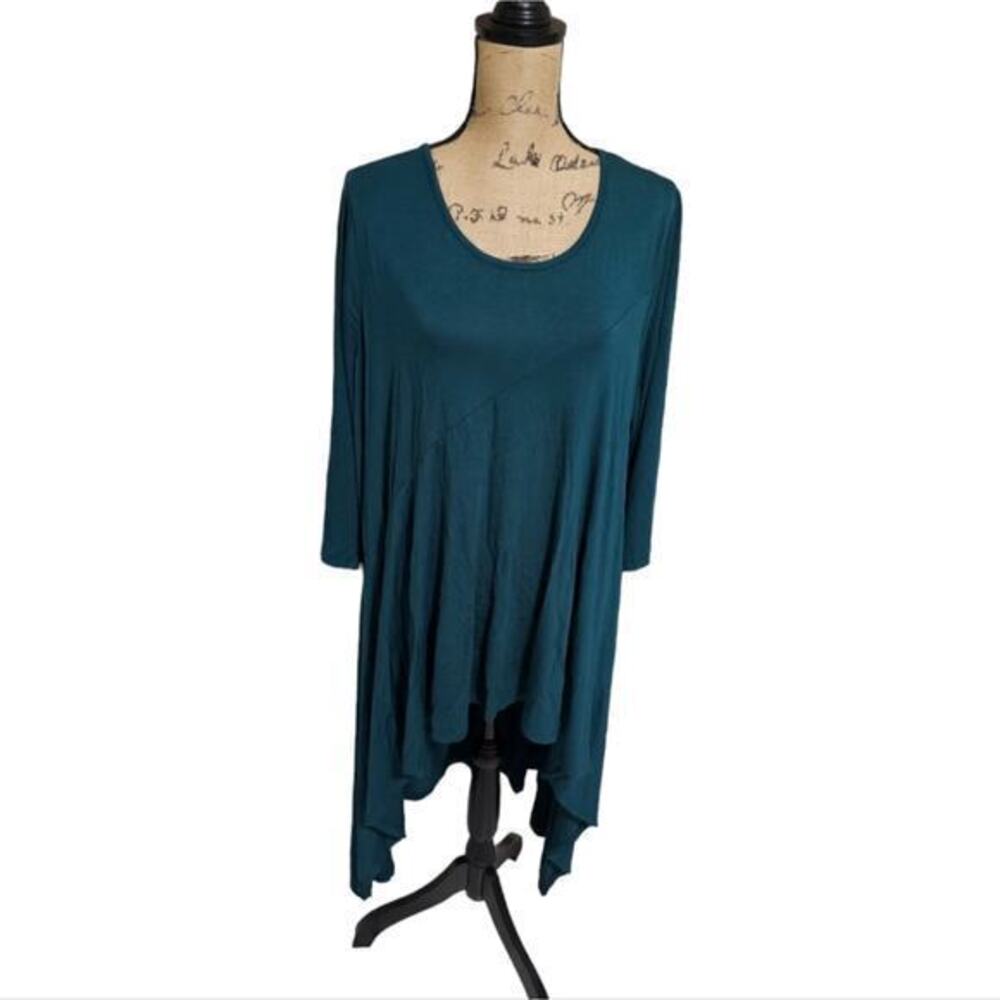 Lane Bryant Teal Asymmetrical Sharkbite Hem Tunic Plus Size 18 20 2X